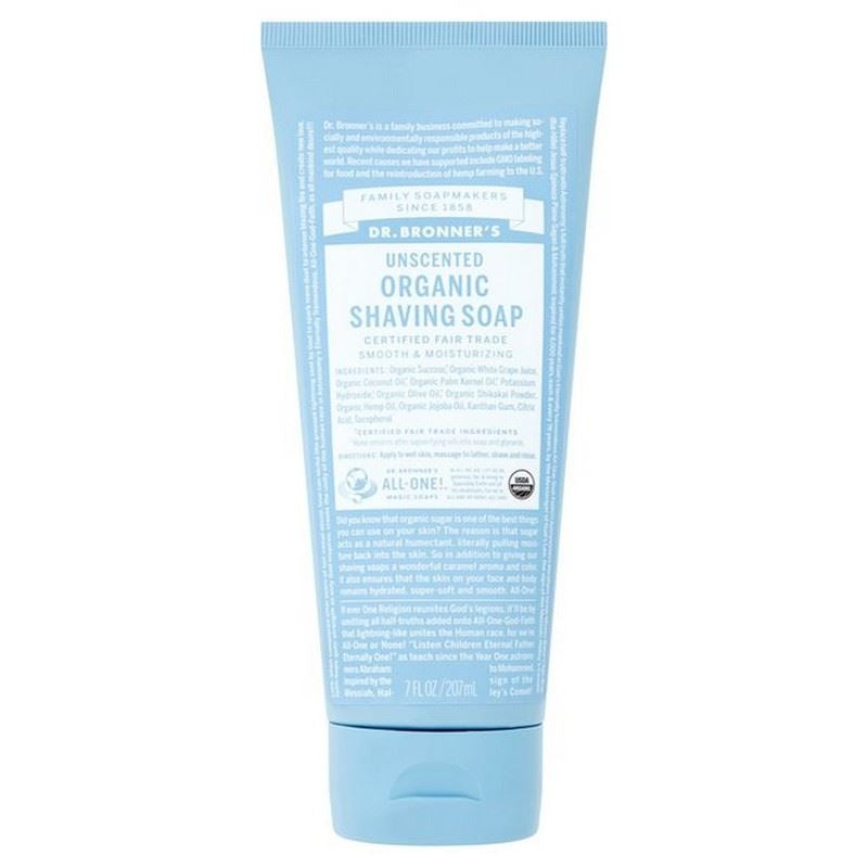 Dr Bronner's Organic Shaving Soap Unscented 207ml